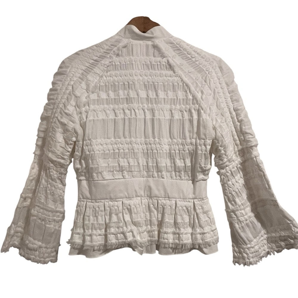 Natori White Ruched Peplum Jacket size 10 - Picture 4 of 10